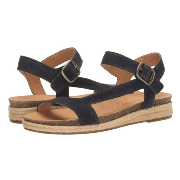 Lucky Brand Gabrien Suede Espadrille Sandals in Blue and Tan Size 6 - Picture 1 of 10
